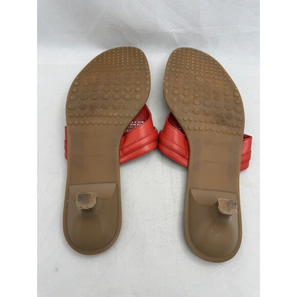 Bass Red Leather Thong Kitten Heel Sandals Women's Size 11M Made in Brazil - Picture 4 of 5